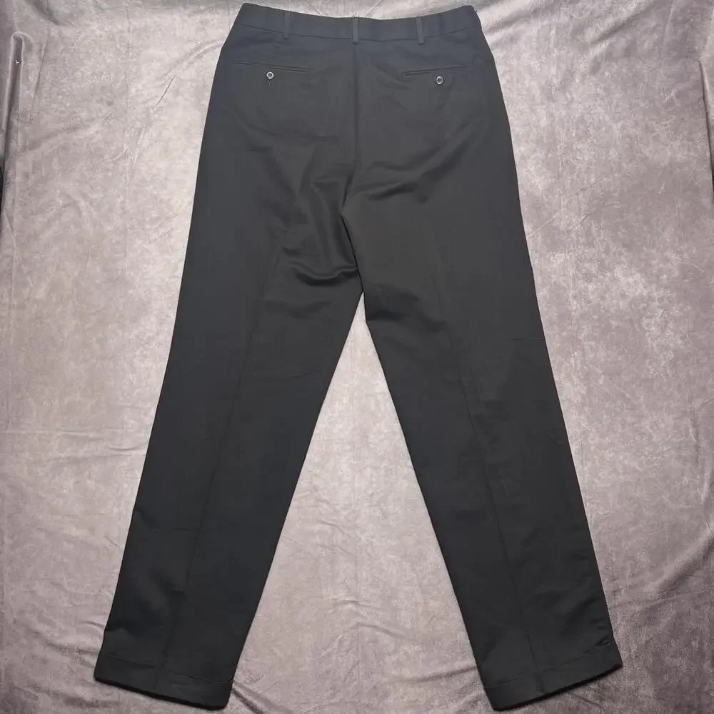 Vintage DOCKERS Pleated Pants Mens 34x34 Black Classic Straight Leg D4Cuffed Y2K